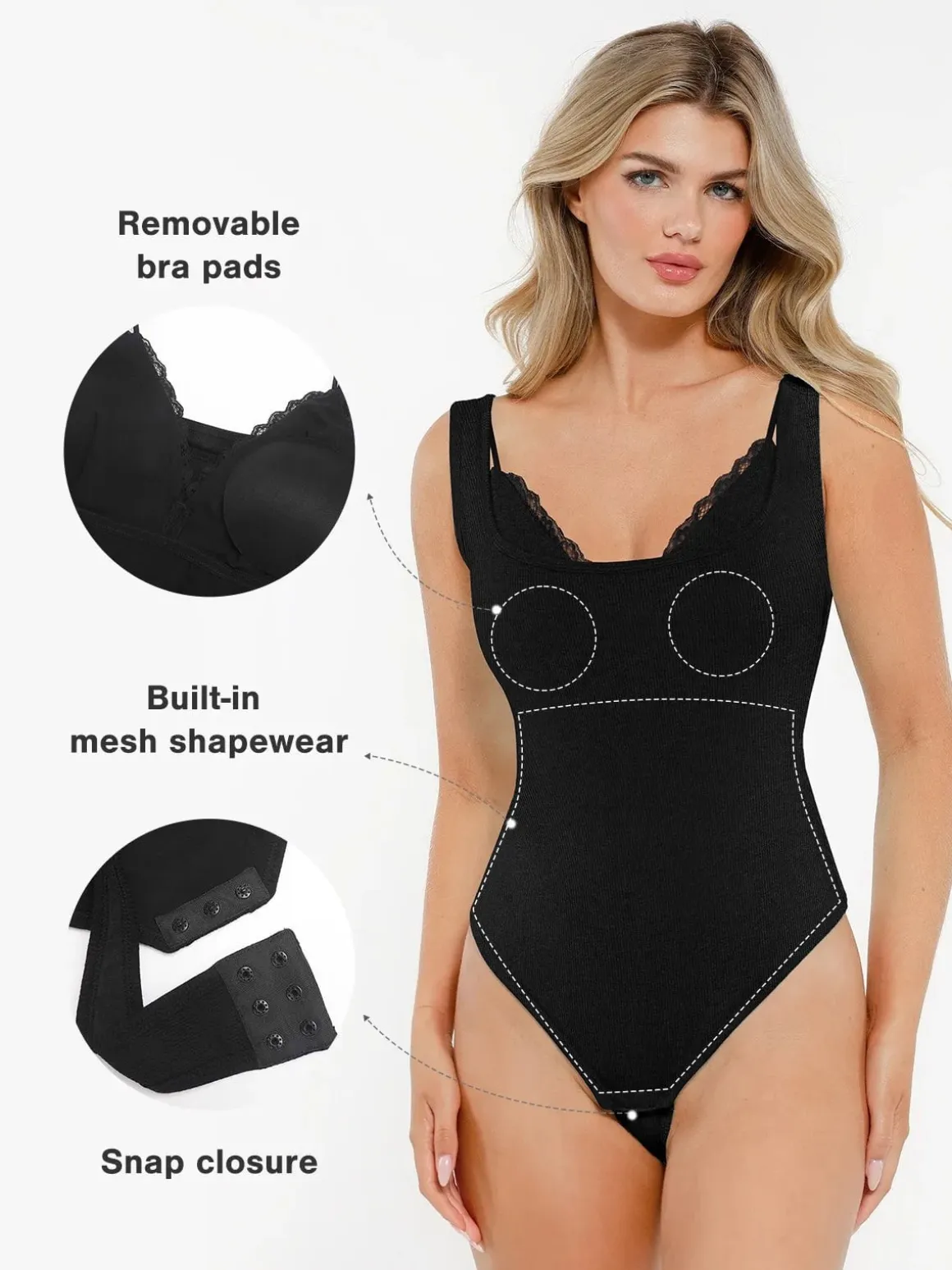 Shapewear Modal Tummy Control Inner Lace Cami Bodysuit