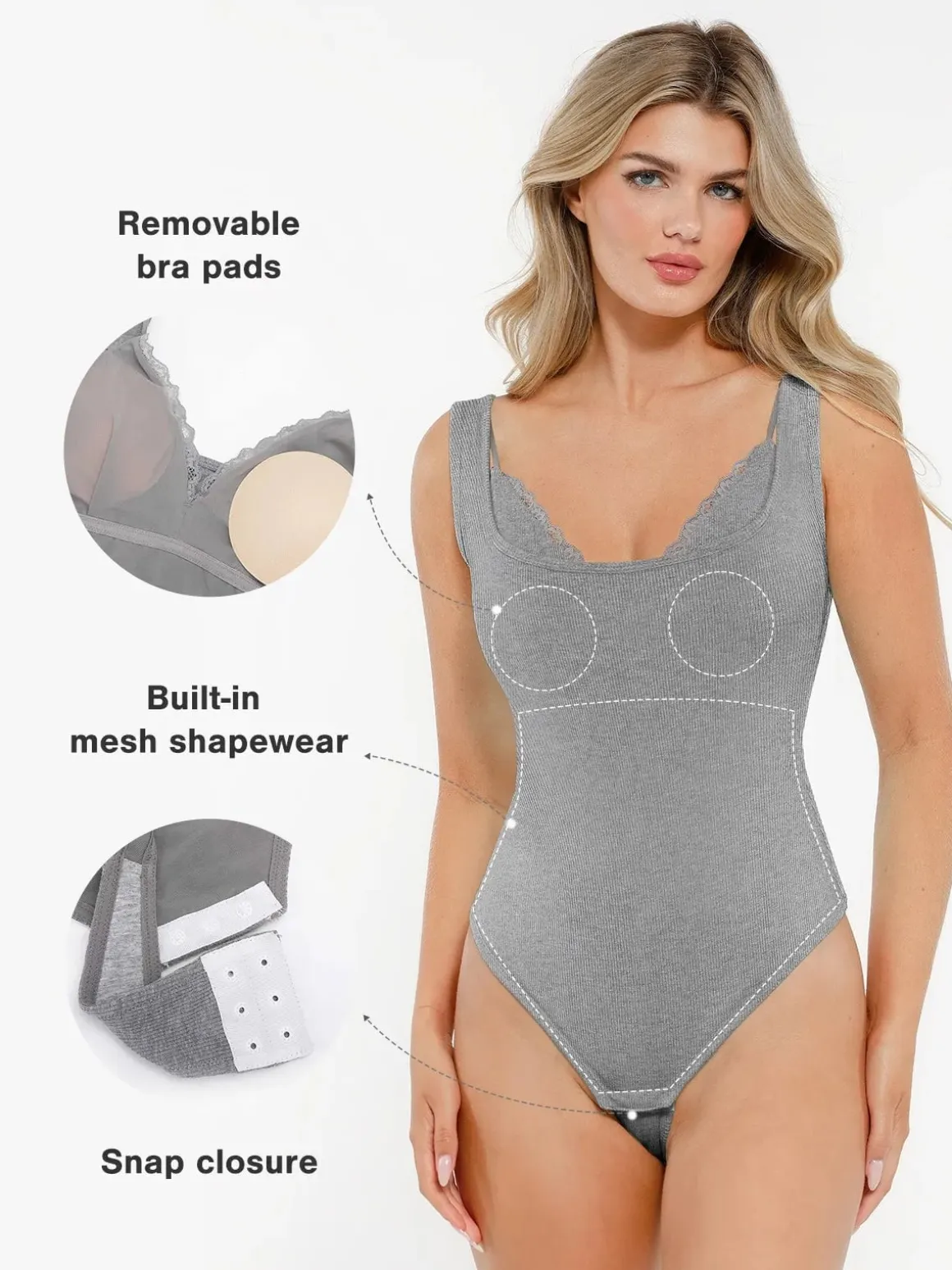 Shapewear Modal Tummy Control Inner Lace Cami Bodysuit