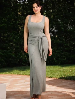 Shapewear Modal Twist Wrap Tummy Control Maxi Dress