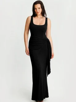 Shapewear Modal Twist Wrap Tummy Control Maxi Dress