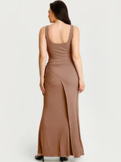 Shapewear Modal Twist Wrap Tummy Control Maxi Dress