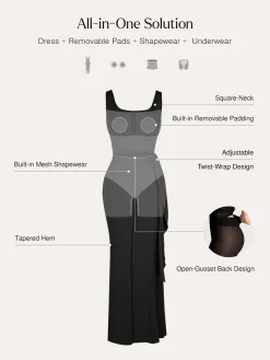Shapewear Modal Twist Wrap Tummy Control Maxi Dress