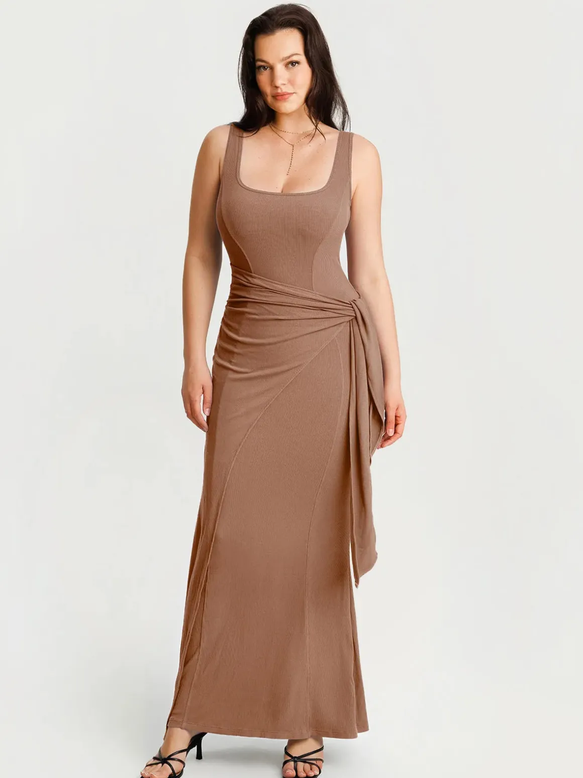 Shapewear Modal Twist Wrap Tummy Control Maxi Dress