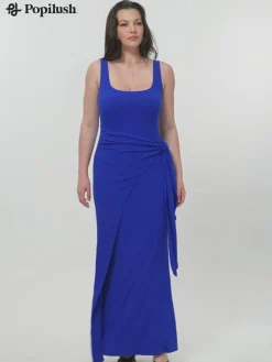 Shapewear Modal Twist Wrap Tummy Control Maxi Dress