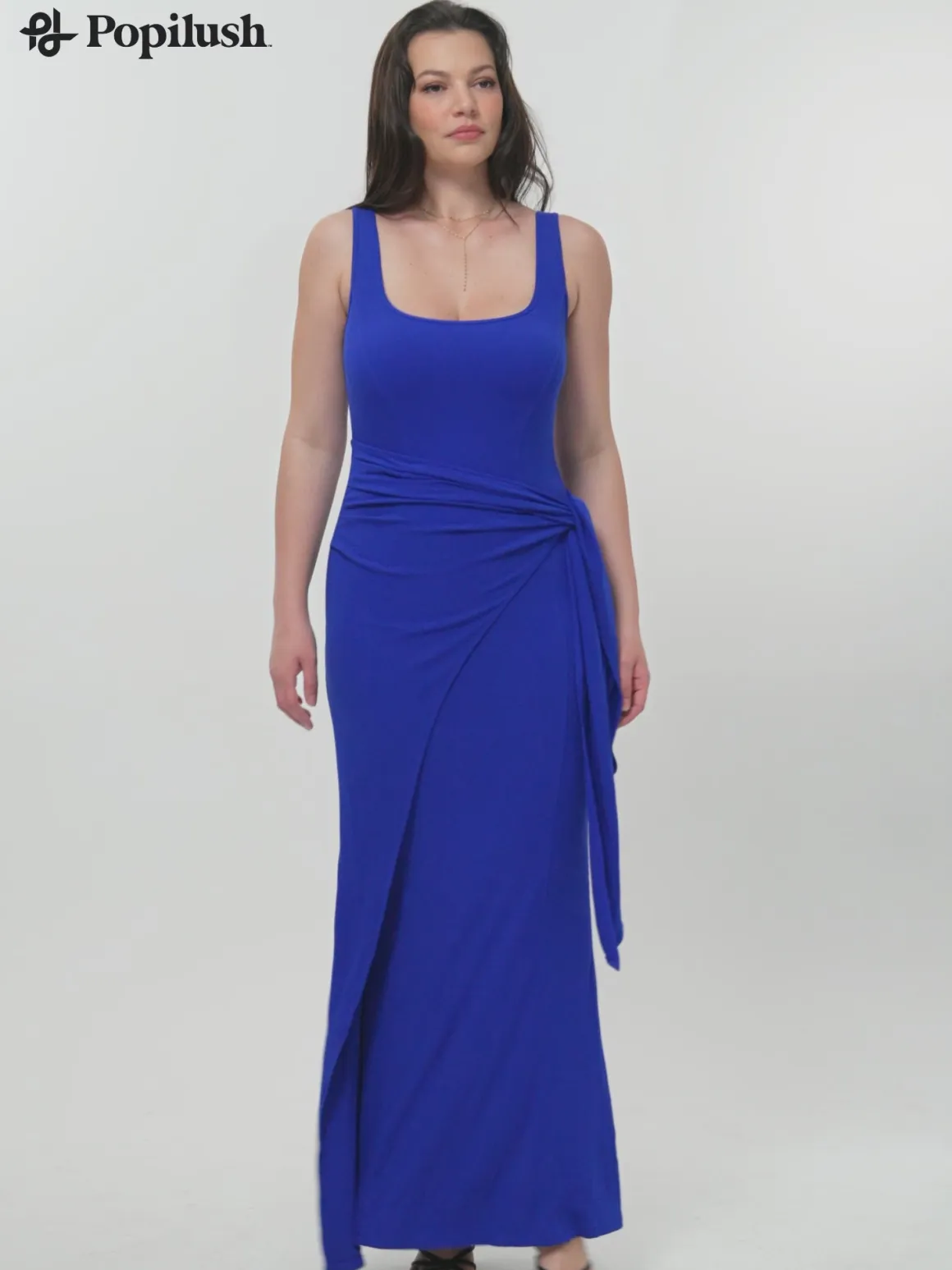Shapewear Modal Twist Wrap Tummy Control Maxi Dress