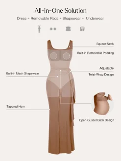 Shapewear Modal Twist Wrap Tummy Control Maxi Dress