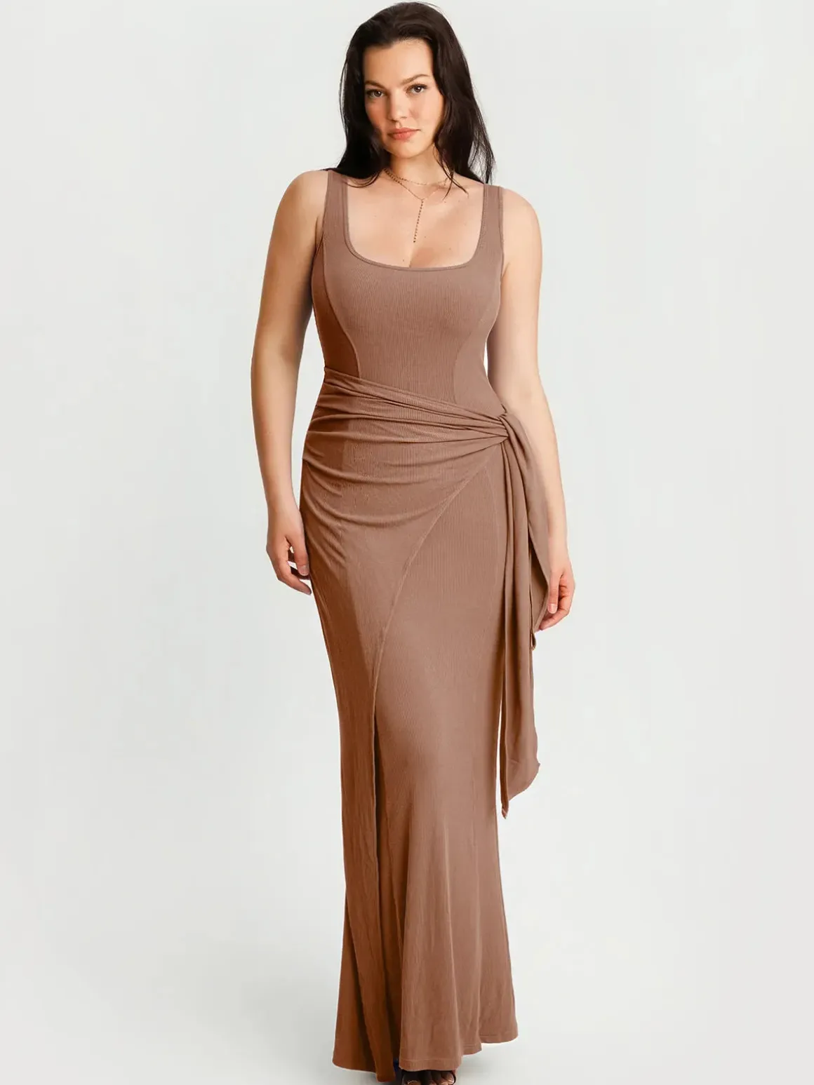 Shapewear Modal Twist Wrap Tummy Control Maxi Dress