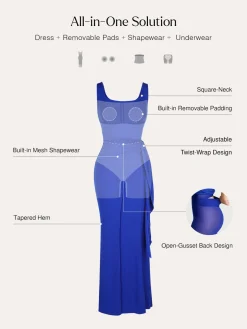 Shapewear Modal Twist Wrap Tummy Control Maxi Dress