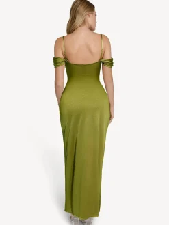 Shapewear Off Shoulder Shine Ruched Sculpting Maxi Dress