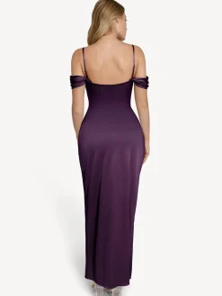 Shapewear Off Shoulder Shine Ruched Sculpting Maxi Dress