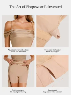 Shapewear Off Shoulder Shine Ruched Sculpting Maxi Dress
