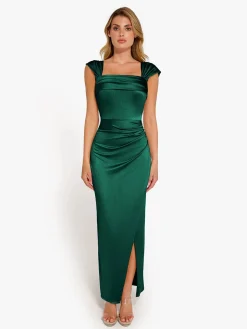 Shapewear Off Shoulder Shine Ruched Sculpting Maxi Dress