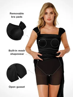 Shapewear Off Shoulder Shine Ruched Sculpting Maxi Dress