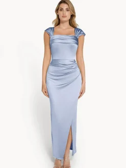 Shapewear Off Shoulder Shine Ruched Sculpting Maxi Dress