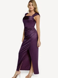 Shapewear Off Shoulder Shine Ruched Sculpting Maxi Dress