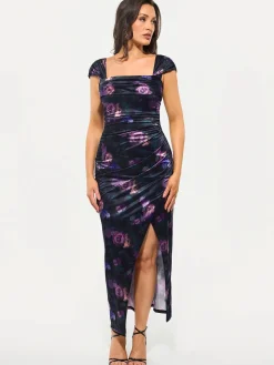 Shapewear Off Shoulder Shine Ruched Sculpting Maxi Dress