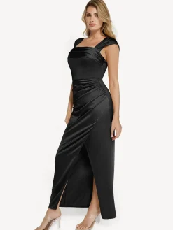 Shapewear Off Shoulder Shine Ruched Sculpting Maxi Dress