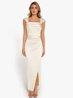 Shapewear Off Shoulder Shine Ruched Sculpting Maxi Dress