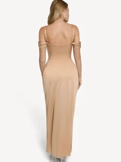 Shapewear Off Shoulder Shine Ruched Sculpting Maxi Dress