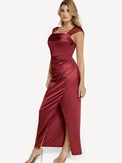 Shapewear Off Shoulder Shine Ruched Sculpting Maxi Dress