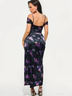 Shapewear Off Shoulder Shine Ruched Sculpting Maxi Dress