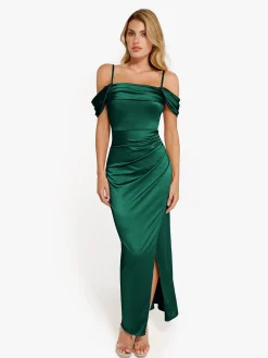 Shapewear Off Shoulder Shine Ruched Sculpting Maxi Dress