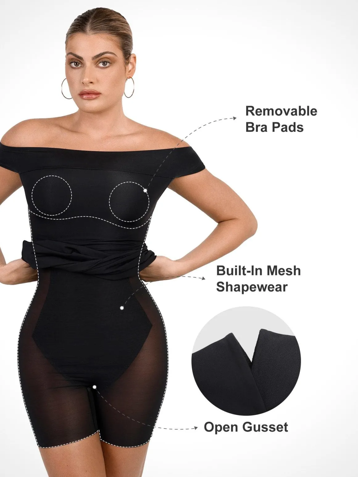 Shapewear Off-the-Shoulder Bodycon Mini Dress