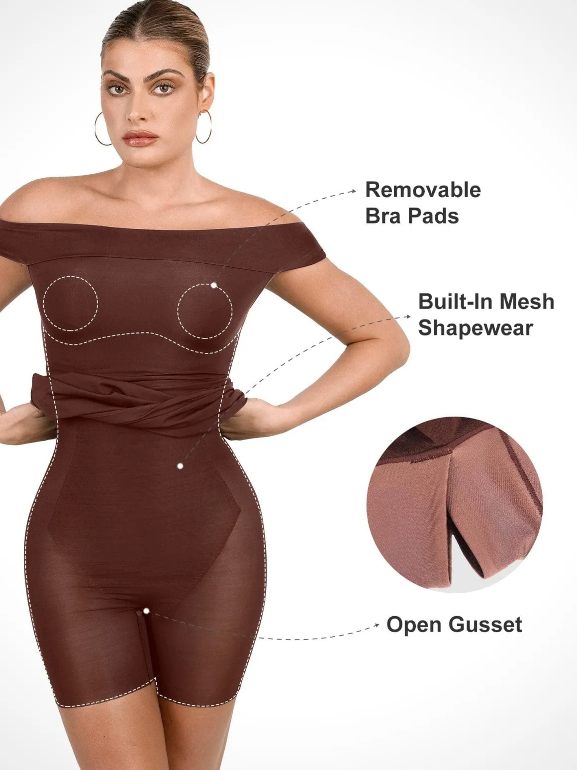 Shapewear Off-the-Shoulder Bodycon Mini Dress