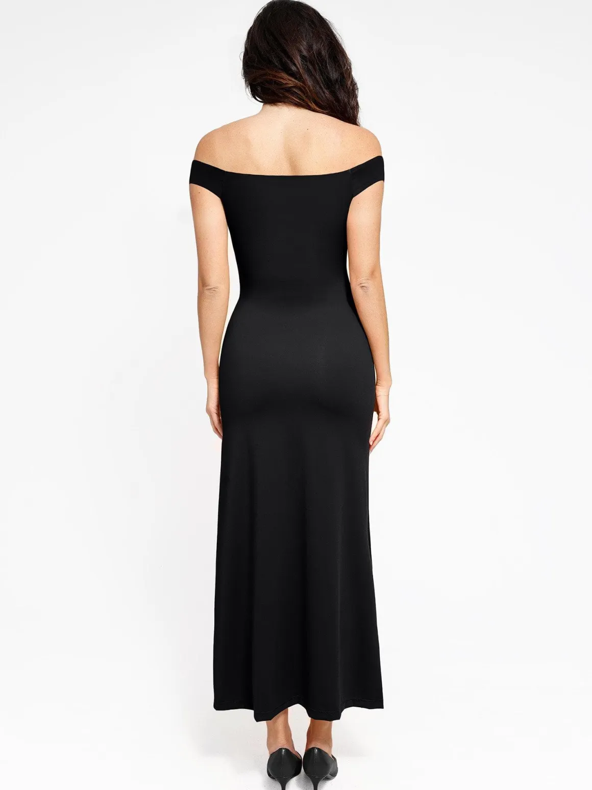 Shapewear Off-the-Shoulder Side Slit Slimming Maxi Dress