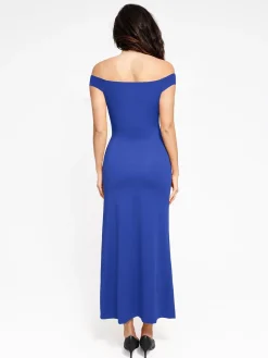 Shapewear Off-the-Shoulder Side Slit Slimming Maxi Dress