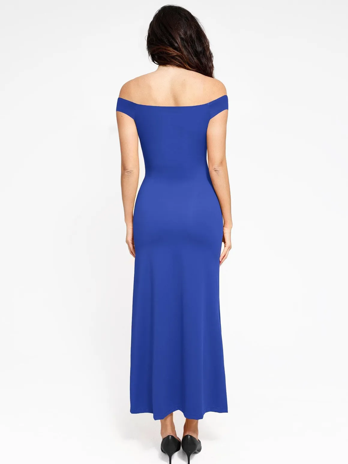 Shapewear Off-the-Shoulder Side Slit Slimming Maxi Dress