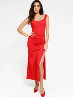 Shapewear Off-the-Shoulder Side Slit Slimming Maxi Dress