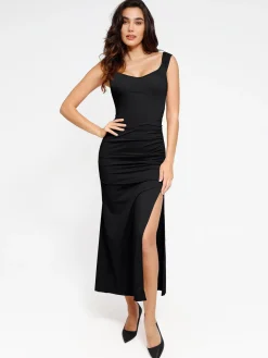 Shapewear Off-the-Shoulder Side Slit Slimming Maxi Dress