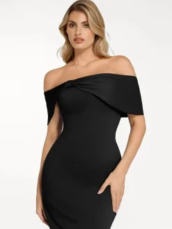 Shapewear Off-the-Shoulder Slim Column Maxi Dress