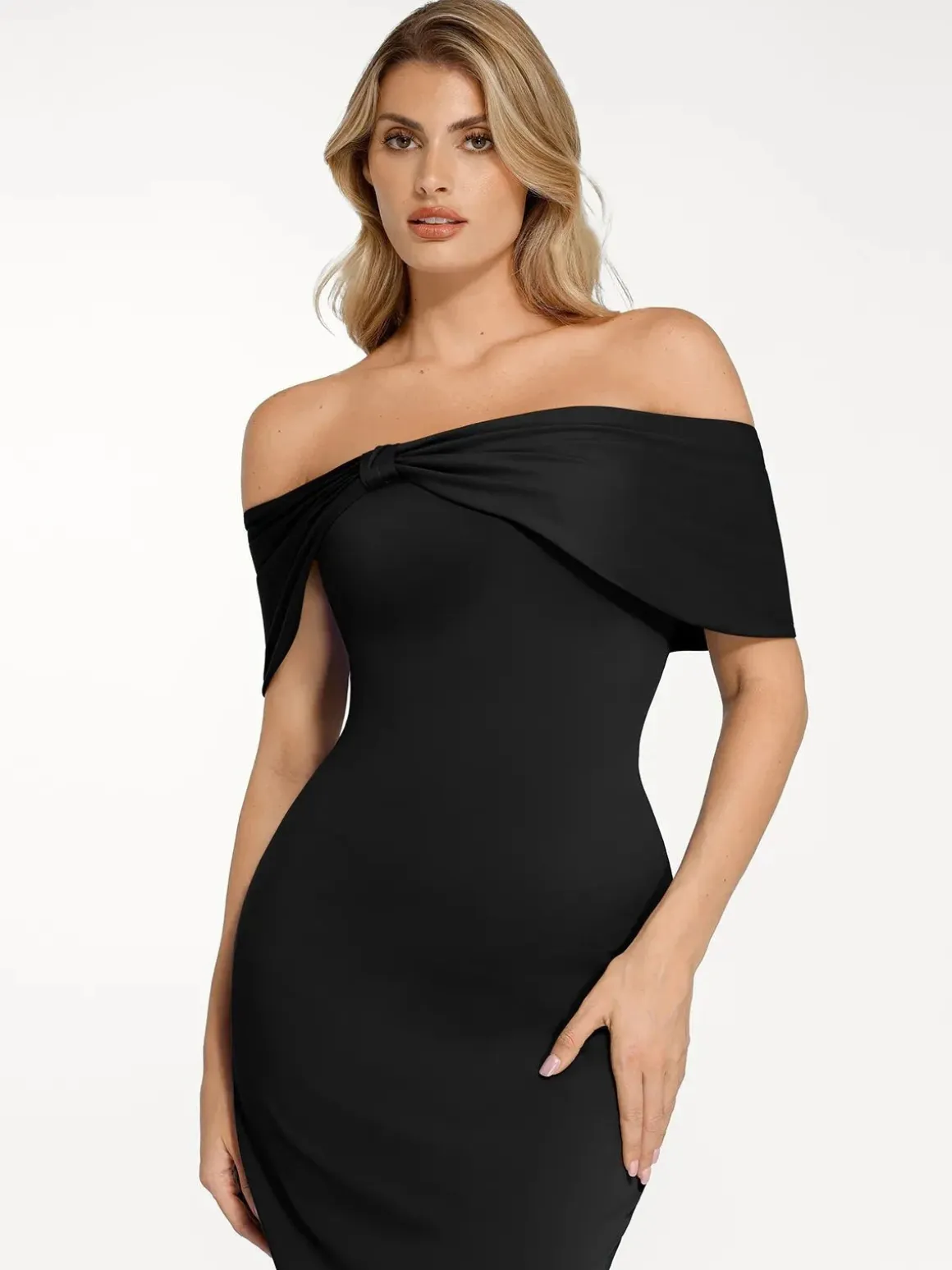 Shapewear Off-the-Shoulder Slim Column Maxi Dress