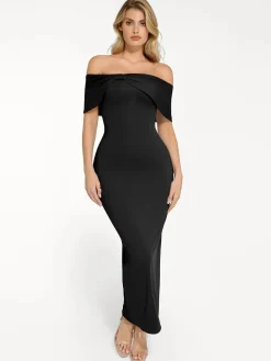 Shapewear Off-the-Shoulder Slim Column Maxi Dress