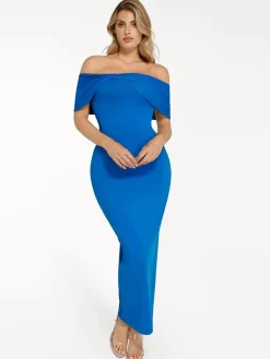 Shapewear Off-the-Shoulder Slim Column Maxi Dress