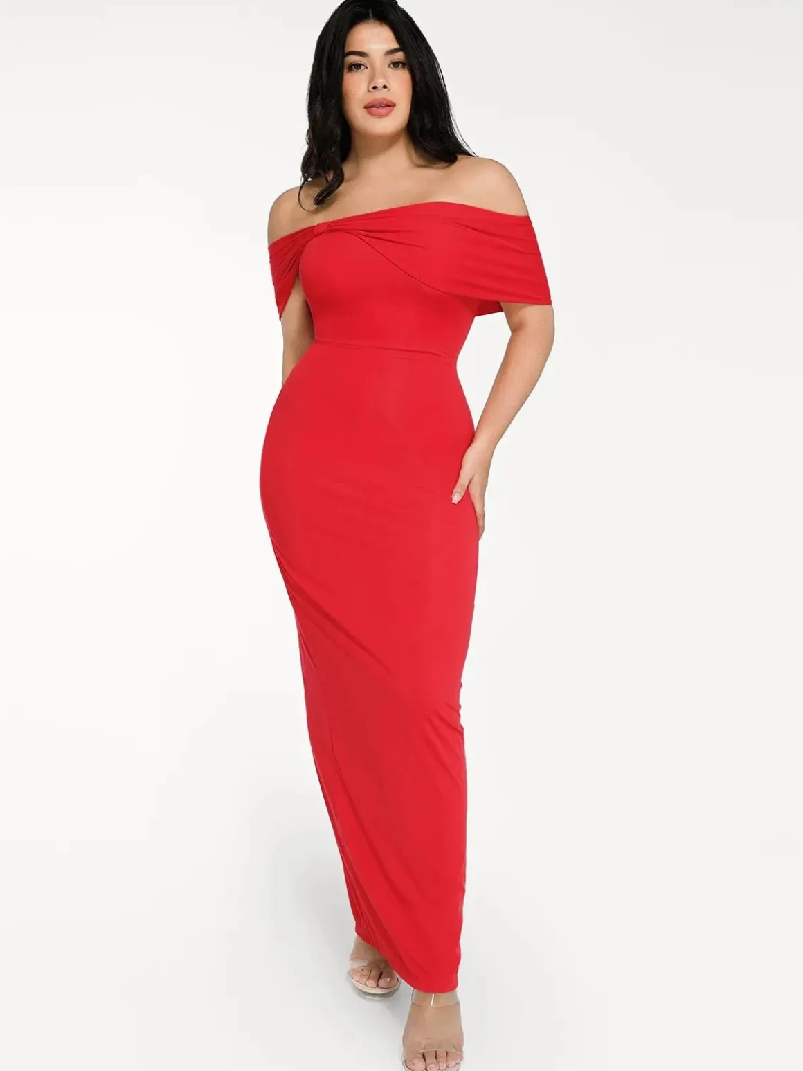 Shapewear Off-the-Shoulder Slim Column Maxi Dress