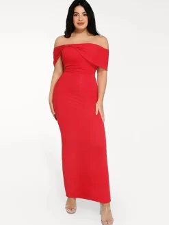 Shapewear Off-the-Shoulder Slim Column Maxi Dress