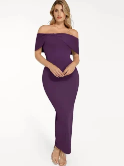 Shapewear Off-the-Shoulder Slim Column Maxi Dress