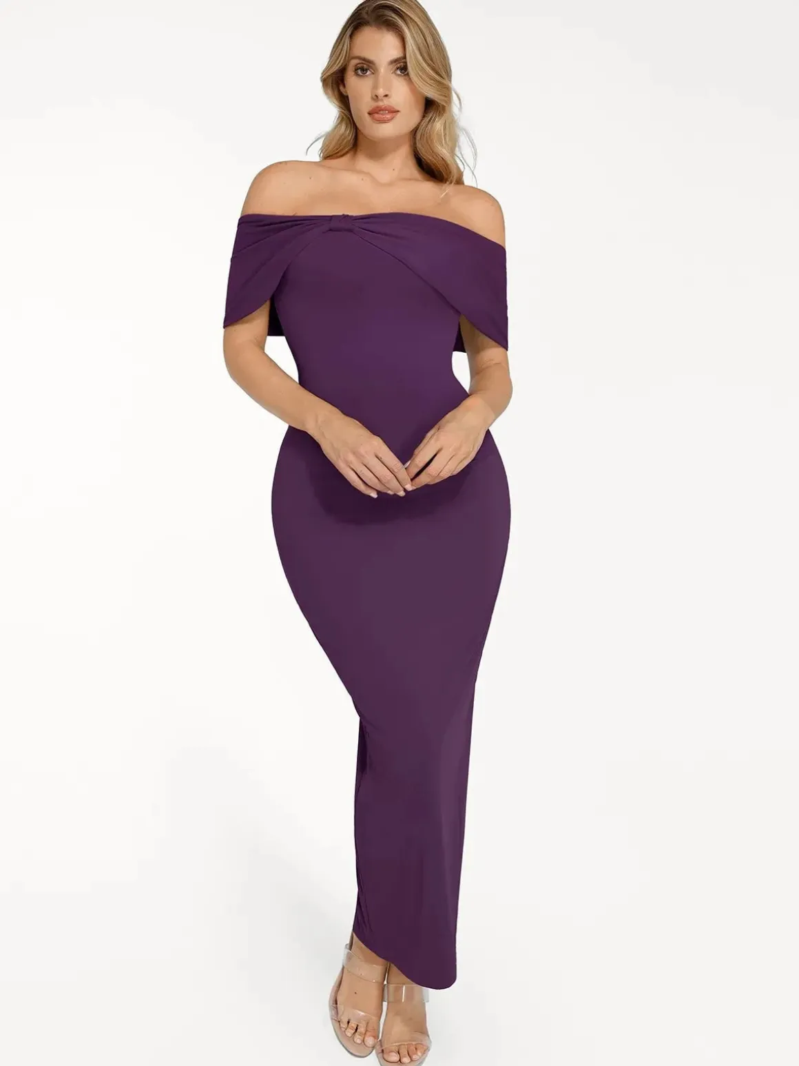 Shapewear Off-the-Shoulder Slim Column Maxi Dress