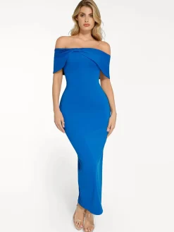 Shapewear Off-the-Shoulder Slim Column Maxi Dress