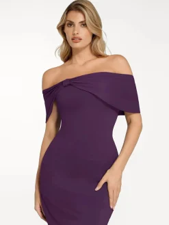 Shapewear Off-the-Shoulder Slim Column Maxi Dress