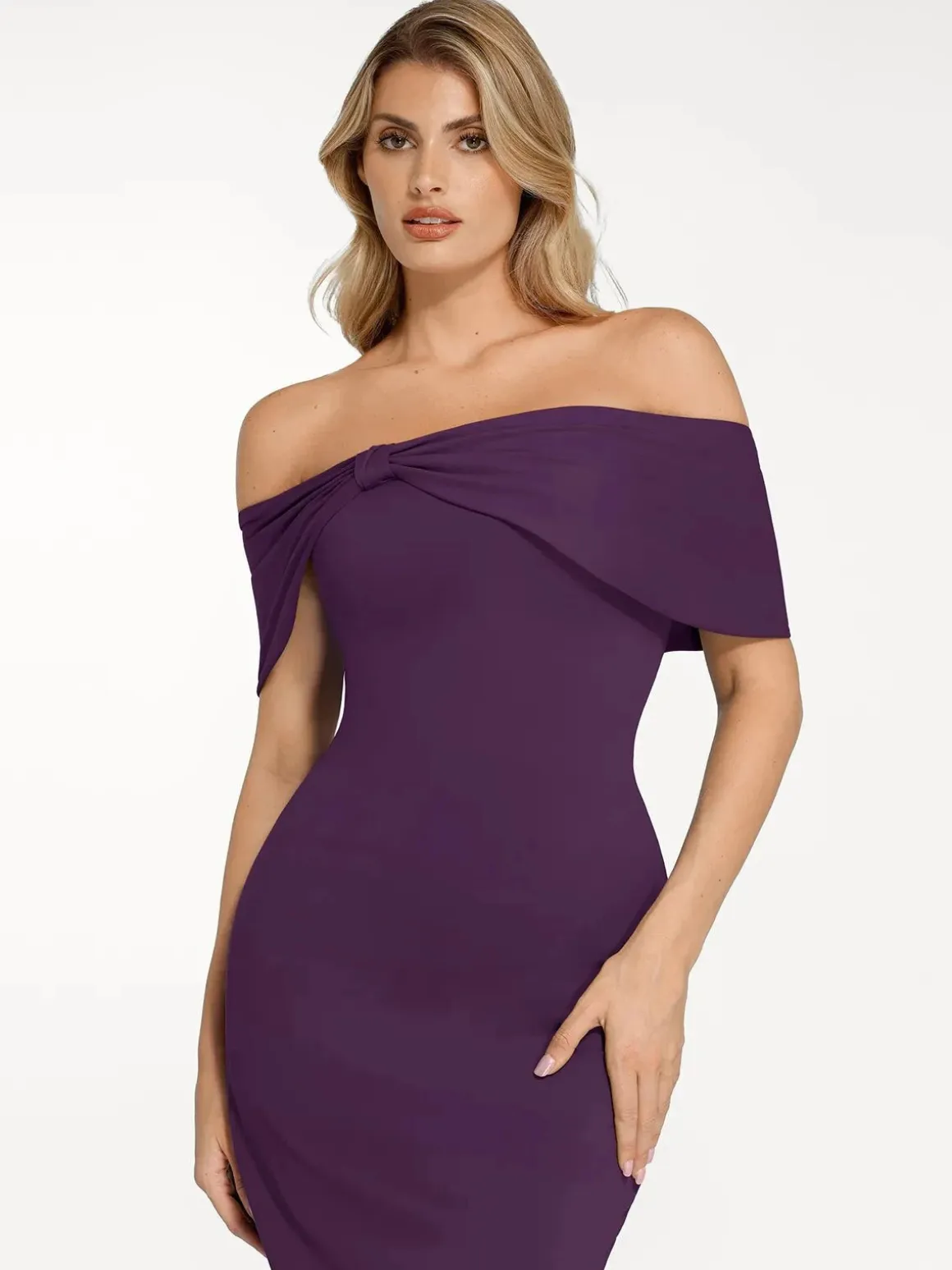 Shapewear Off-the-Shoulder Slim Column Maxi Dress