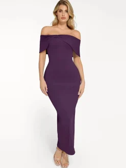 Shapewear Off-the-Shoulder Slim Column Maxi Dress