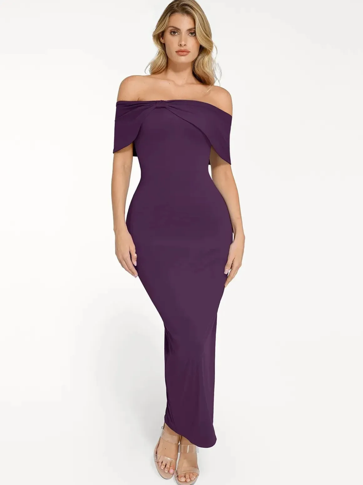 Shapewear Off-the-Shoulder Slim Column Maxi Dress