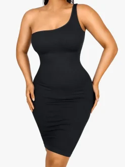 Shapewear One Shoulder Bodycon Mini Dress
