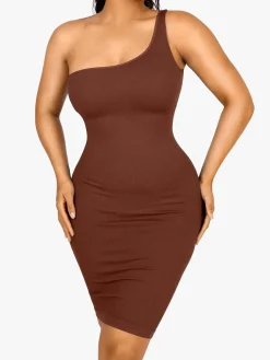 Shapewear One Shoulder Bodycon Mini Dress