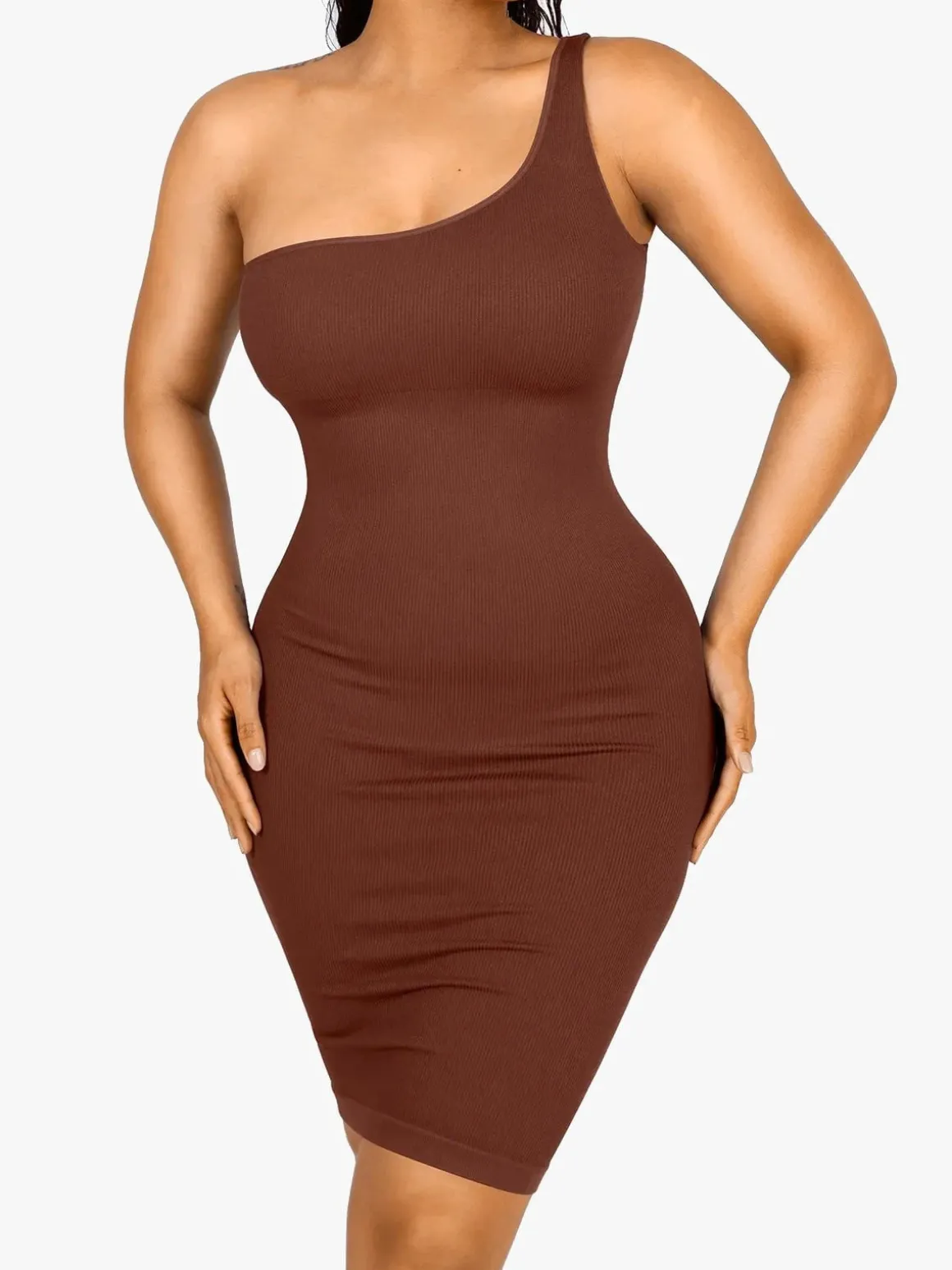 Shapewear One Shoulder Bodycon Mini Dress