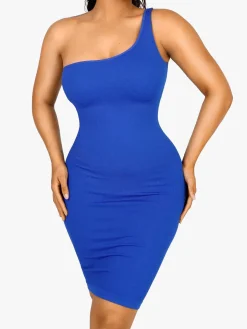 Shapewear One Shoulder Bodycon Mini Dress